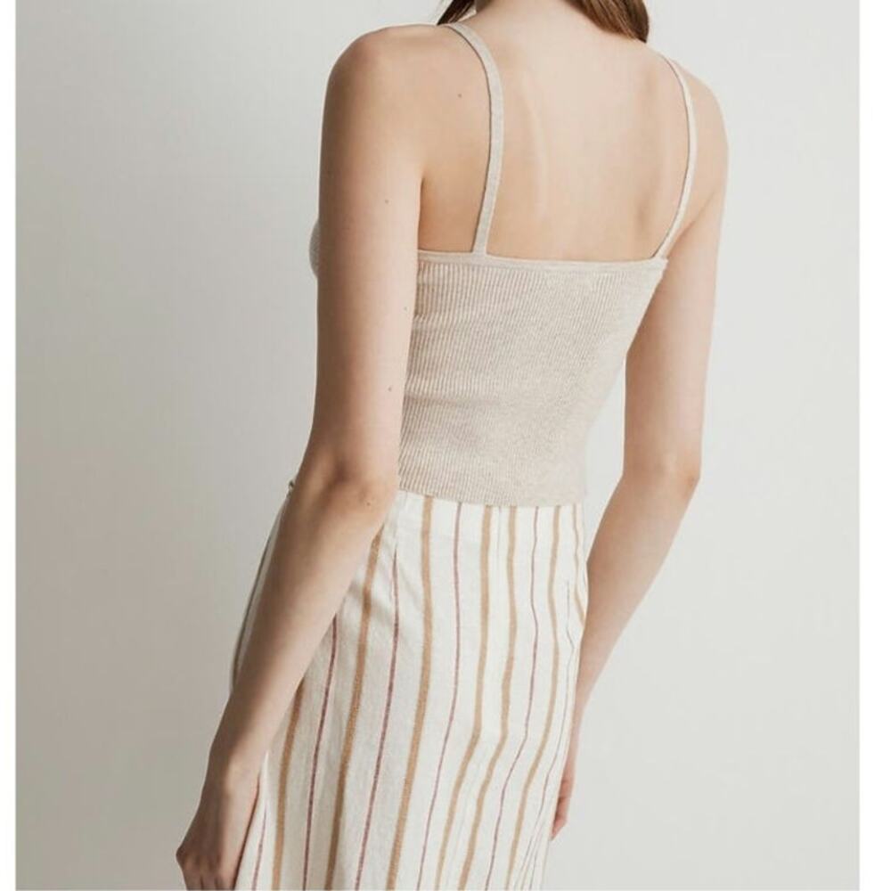 Madewell NWT Stripe Sarong Wrap Midi Skirt Twist Front Linen Cotton Size 12 - Picture 7 of 16